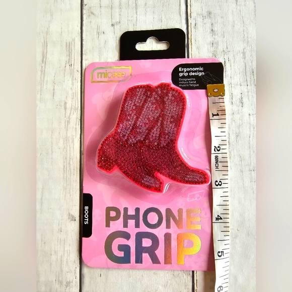 NEW Rhinestone Bling Crystals Pink & Red Cowgirl Boots Popsocket Phone Grip - Picture 7 of 7